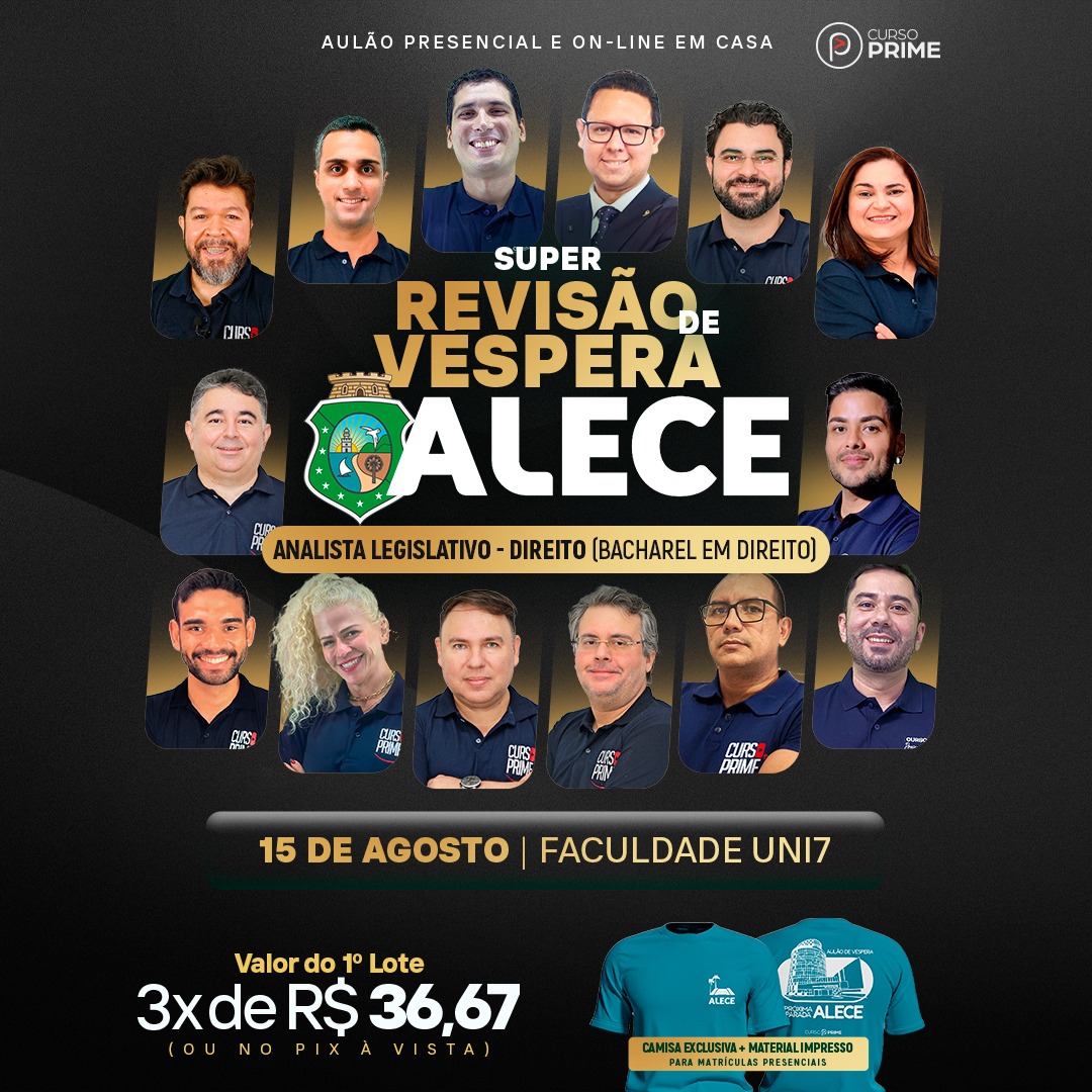 [PRESENCIAL] ALECE - AULÃO DE VÉSPERA - ANALISTA: DIREITO