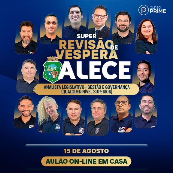 [MODULAR/ON-LINE] ALECE | AULÃO DE VÉSPERA - ANALISTA: GESTÃO E GOVERNANÇA